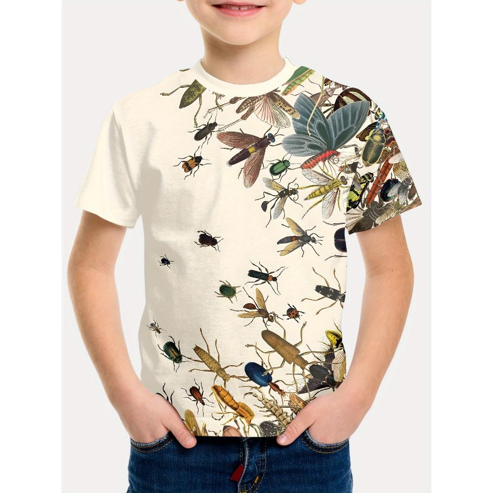 

Insect World Collection Summer Children s T-shirt Fashion Image 3D Printed Breathable Crew Neck Boys Casual Top Outdoor Sports 100
