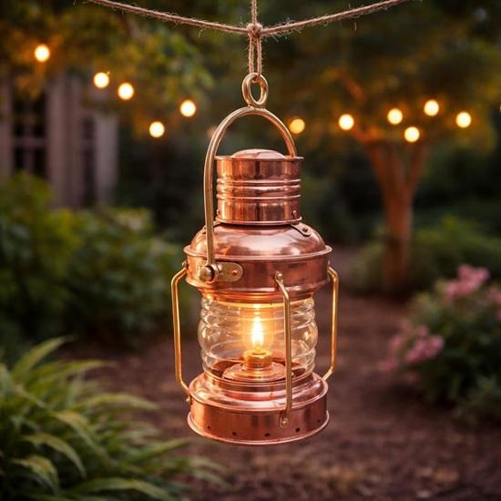Copper Brass Ship Lantern Nautical Oil Lamp 35.56 Cm Christmas Festive Housewarming Home Office Decor Wedding Anniversary Gift