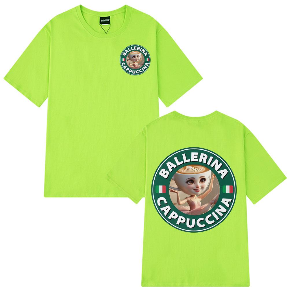 Ballerina Cappucina T-Shirt Meme Tee Italian Brainrot Tee Funny Coffee Summer 100% Cotton Loose Casual Man T-shirt Streetwear 3XL