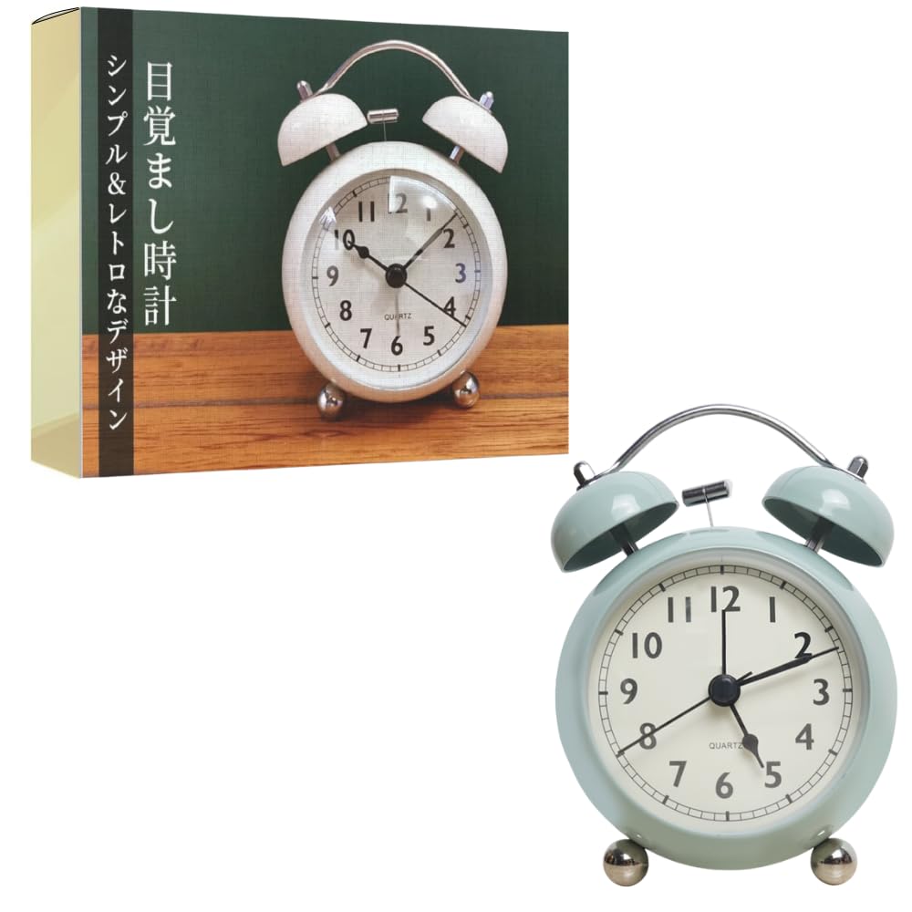 

ideamall Antique-Style Alarm Clock, Classic Analog, Quiet Movement, Interior Decor (Green)