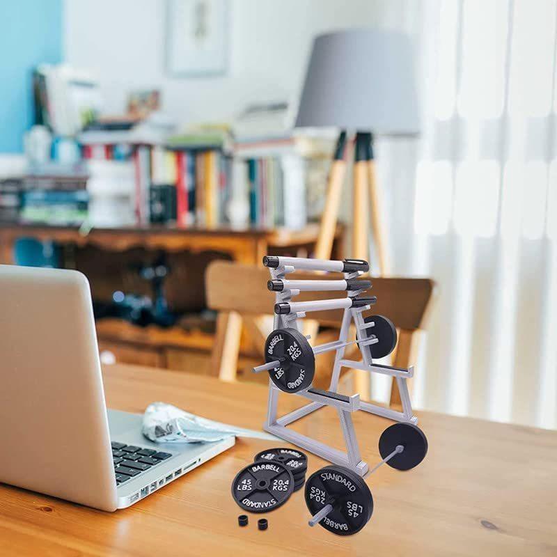Mini Fitness Decoration Crafts Squat Rack Pen Holder Barbell Penholder Desktop Ornament Stationery Storage Organizer