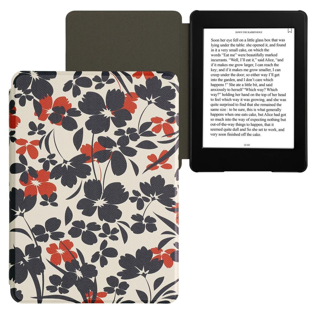 kwmobile Case for Amazon Kindle Paperwhite Generation 2021 with Auto Sleep and PU 11. - E-Reader Sleep, Leather, Blue/Red/White