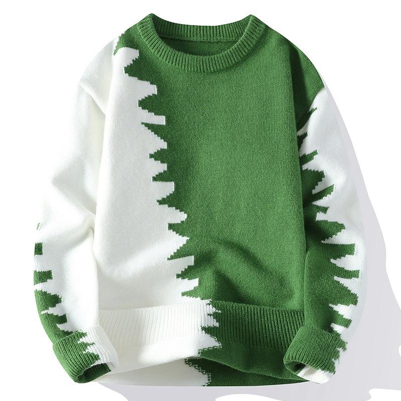 Men S Fashion Round Neck Long Sleeve Warm Knit Sweater For Autumn Winter