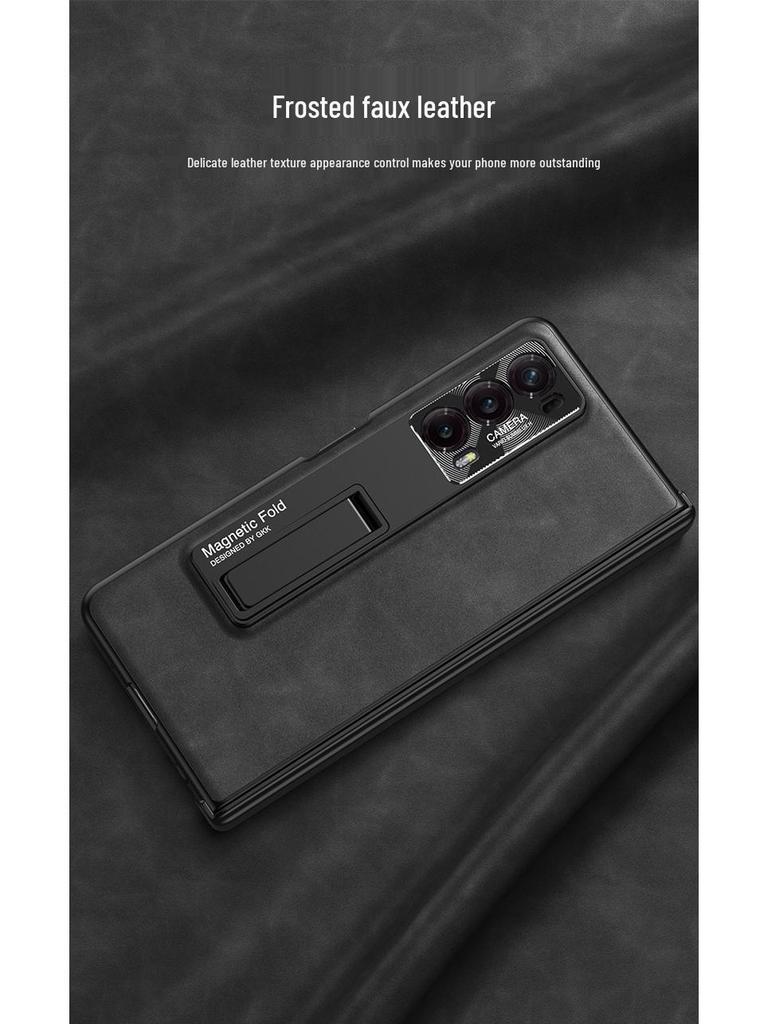 Honor MagicV2 Folding Screen Magnetic Hinge Leather Phone Case - Anti-Fall Full Shell Protection, Fashionable Design