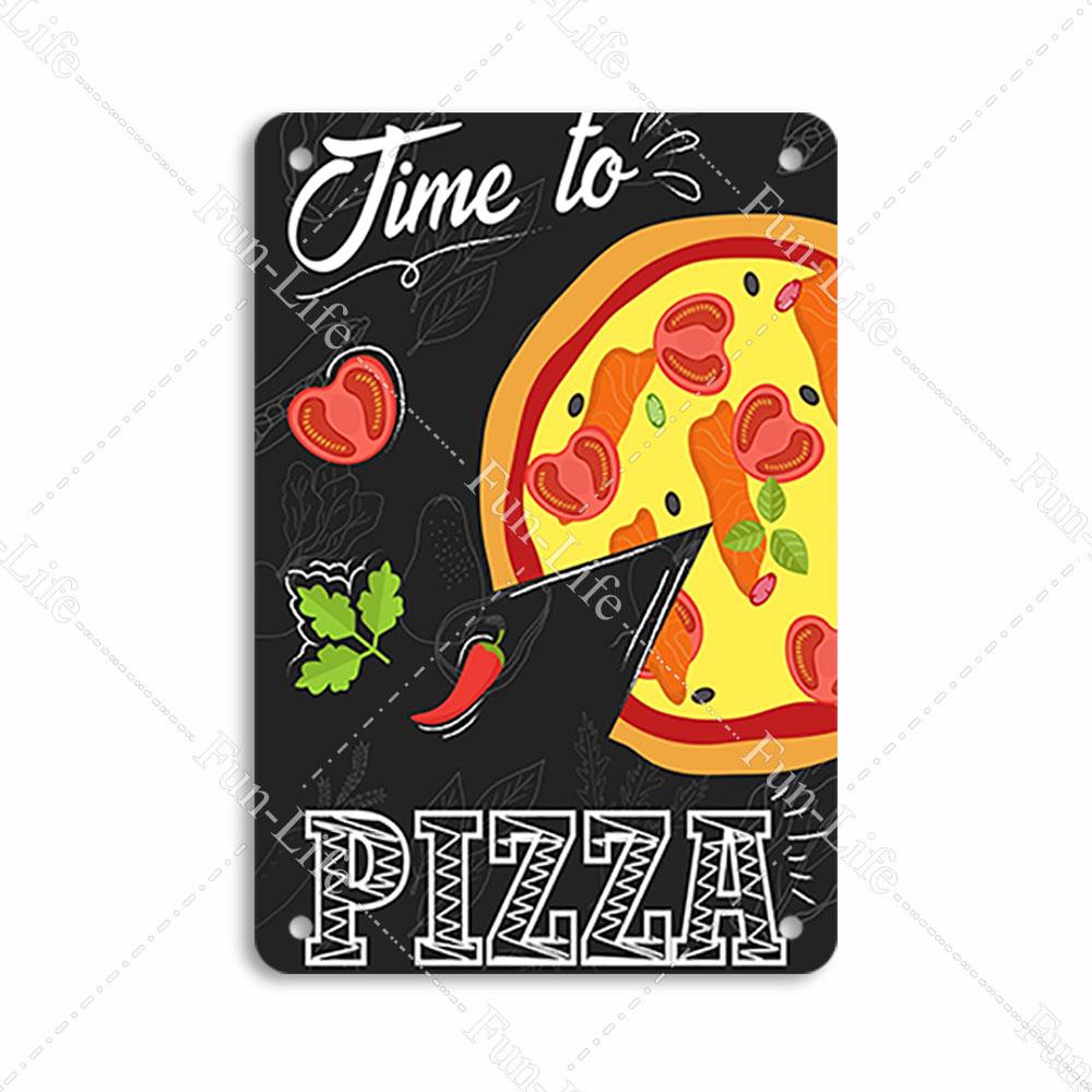 Pizza Dessert Metal Poster Food Tin Sign Plaque Metal Restaurant Vintage Wall Decor for Bar Club Metal Signs 20x30cm