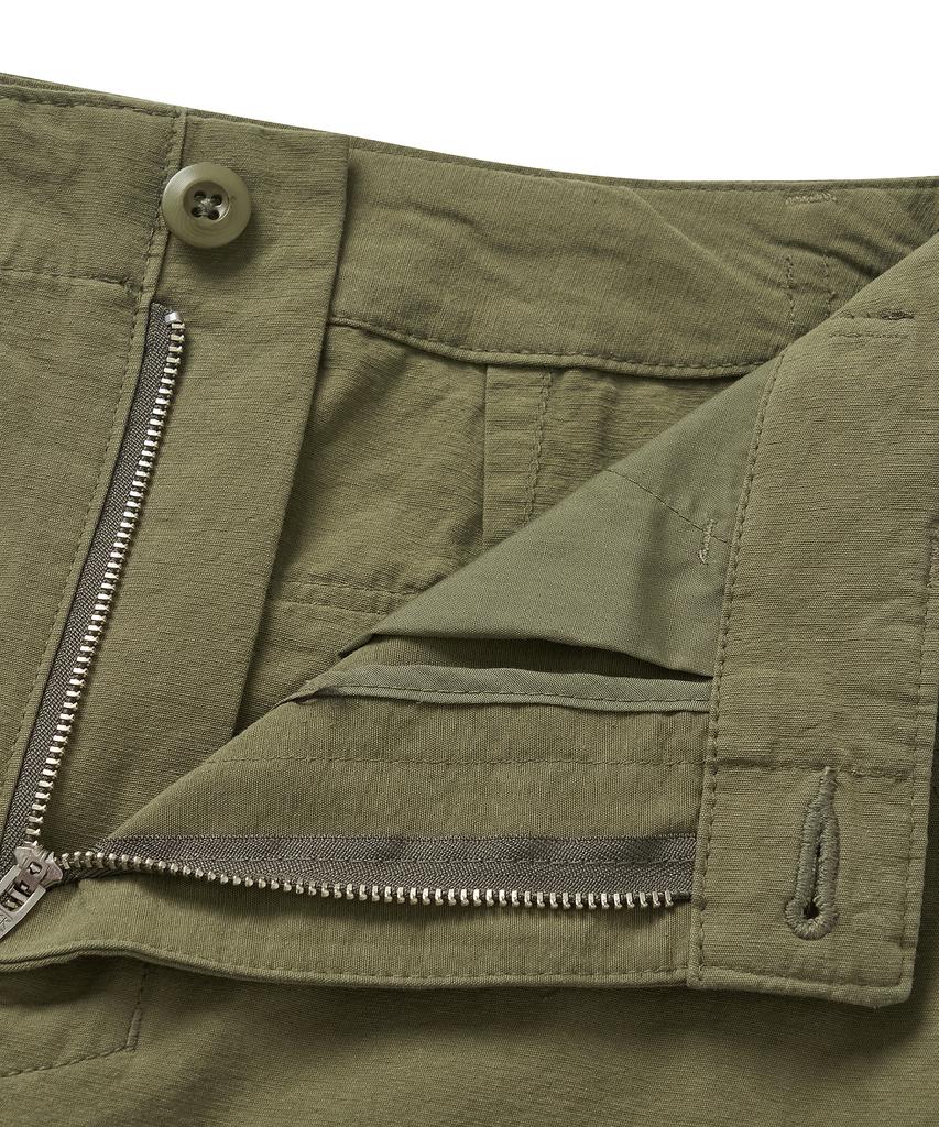 Cotton Bell Midi Side Belt Skirt - Khaki
