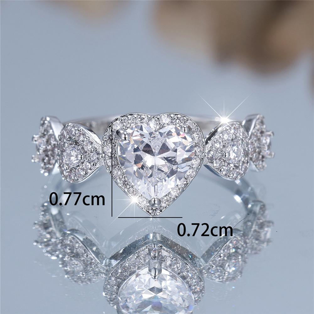 Luxury Female Big White Zircon Stone Heart Ring Silver Color Elegant Gift Wedding Jewelry For Women