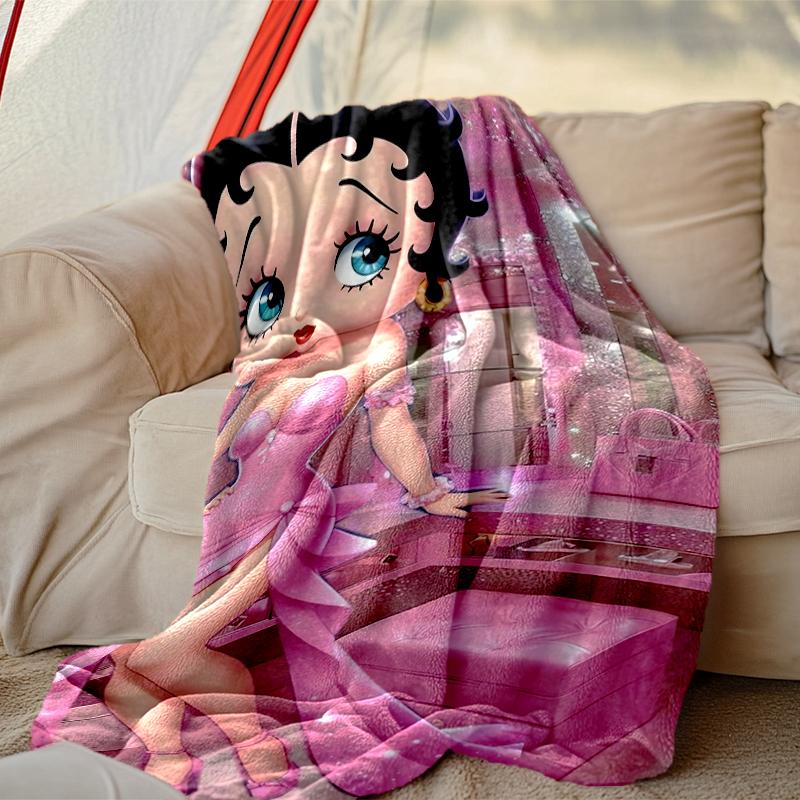 1pc Betty Boop Blanket, Super Cozy Printed Home Blanket, All-Season Warmth