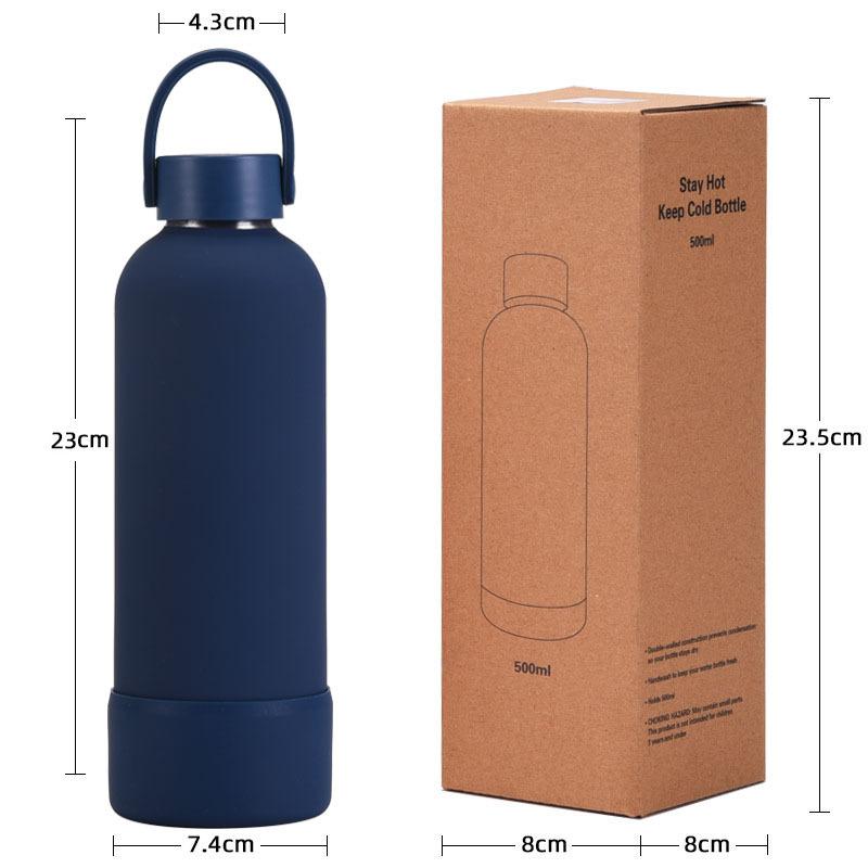 Double-Layer Stainless Steel Thermos Cup, Silicone Base, Portable Handle, Outdoor Water Cup, Simple Small Mouth Cup