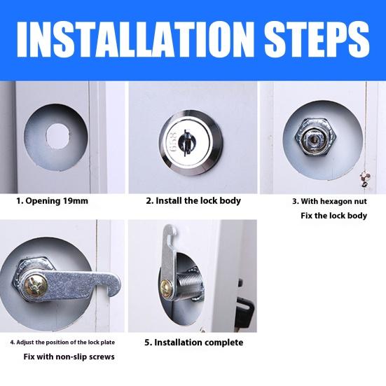 Drawer Lock with 2 Keys Heavy Duty Zinc Alloy Universal File Cabinet