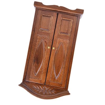 1:12 Maßstab Mini Vintage Holz Doppel Tür Schrank Kleiderschrank Puppenhaus Zubehör Puppenhaus