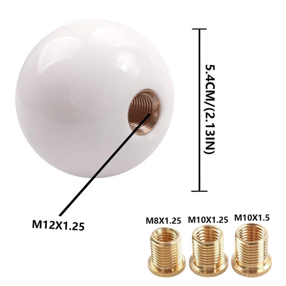 

New Universal Acrylic White Round Ball Shift Knob Manual Gear Shifter Head w Adapter