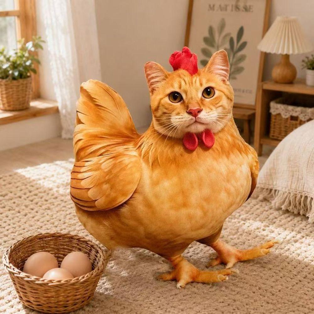 Realistic Looking Rooster Cat Plush Toys PP Cotton Filled Rooster Hen Plush Pendant Doll Toy