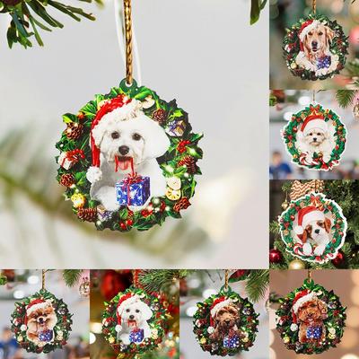 1pc Puppy Acrylic Christmas Pendant, Christmas Tree Ornaments Christmas Decorations for Home 2026 Navidad Natal Gifts New Year