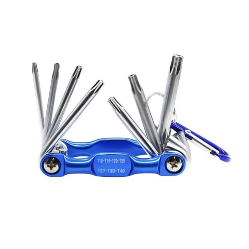 Folding 8-in-1 Star-Shaped Torx Wrench Set, Includes T9, T10, T15, T20, T25, T27, T30, and T40 Screwdrivers, Precision Multi-Function Specialty Screwd