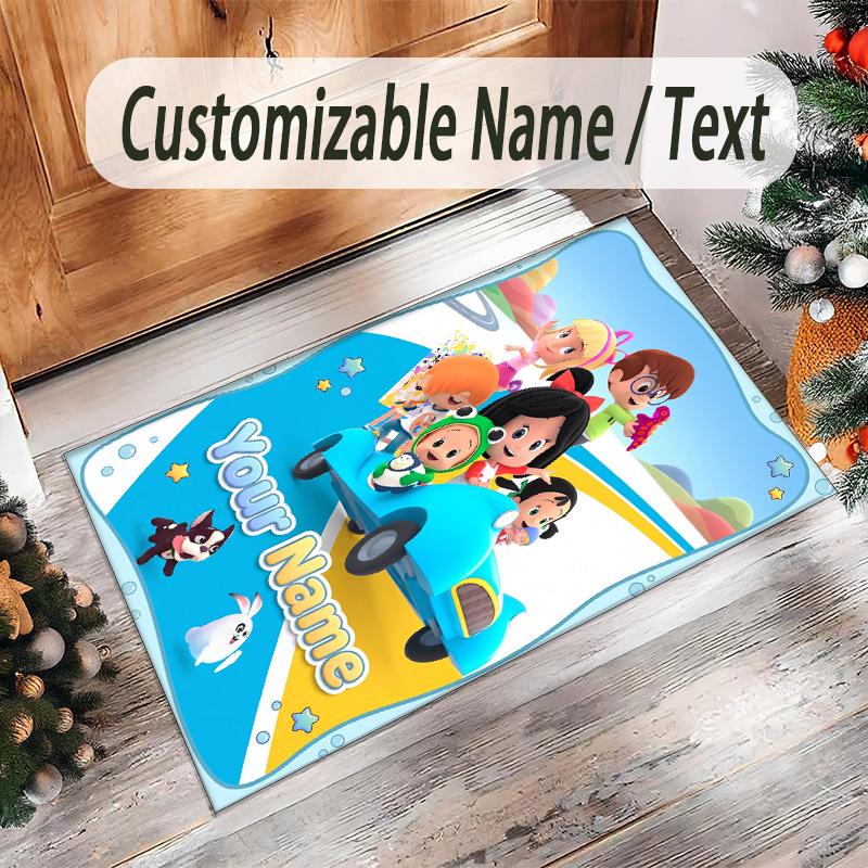 Personalized Crystal Velvet Carpet Custom Name Text,Cleo & Cuquín Anti Slip Area Rug For Home Decoration