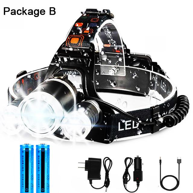 D2 Rechargeable Headlamps Wearable LED Headlight Flashlight Adult Waterproof Outdoor LED Camping Headlamp Head Flashlight Hiking