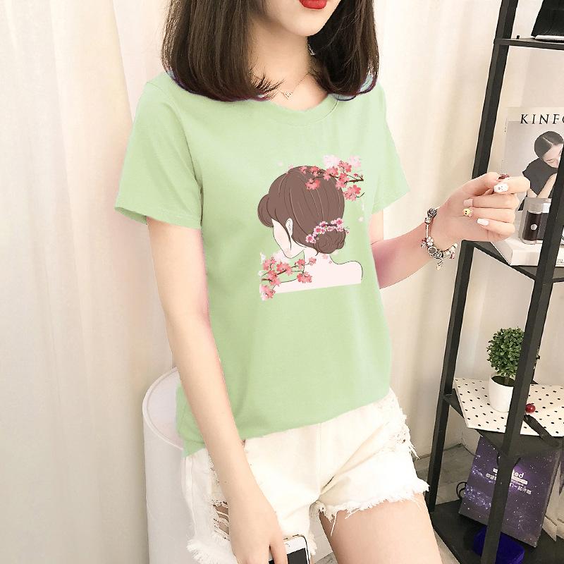 GMXIA Short Sleeve T-shirt Women Loose Ins Women's Crewneck Base Shirt