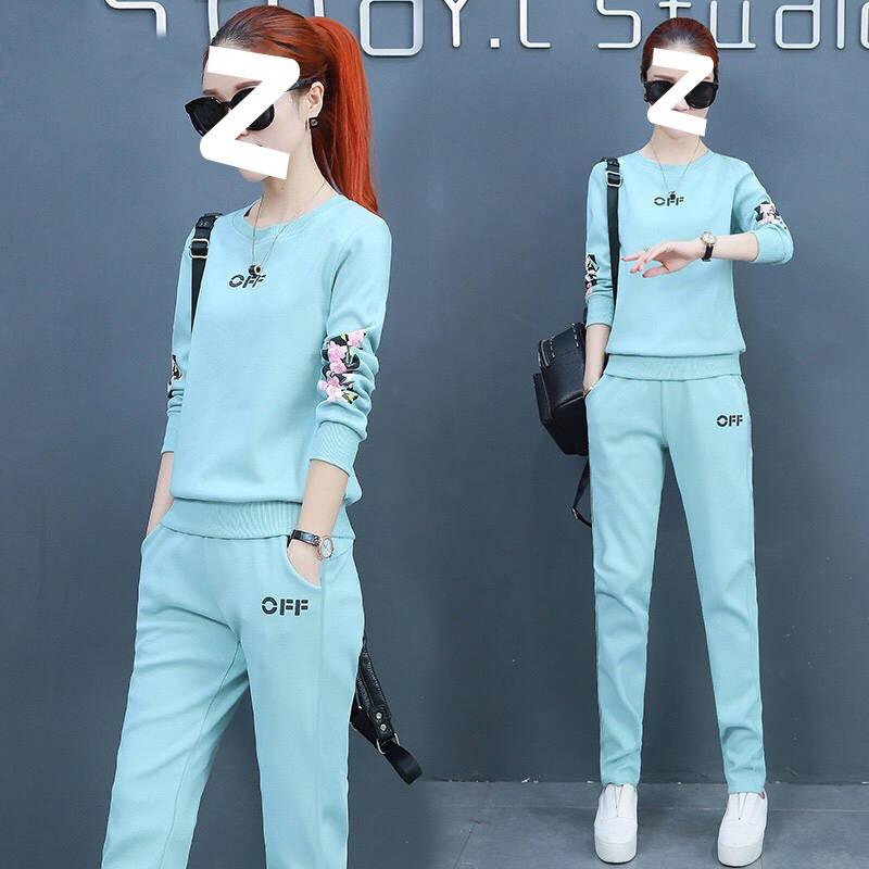 Sports Suit Women's Plus Size Spring and Autumn Sportswear Fashionable Casual Loose Slimming Sweatshirt Two-piece Set