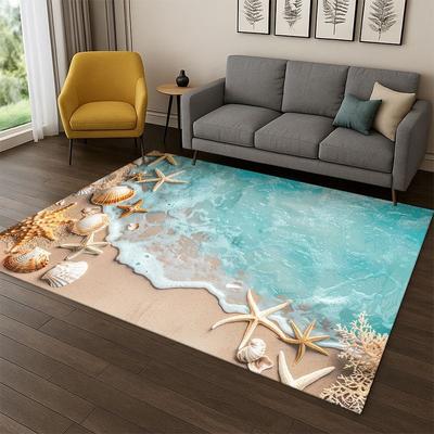 Starfish Beach Sand Shell Sea Star Carpet Rug for Bedroom Living Room Sofa Playroom Doormat Home Decor,Kid Area Rug Non-slip