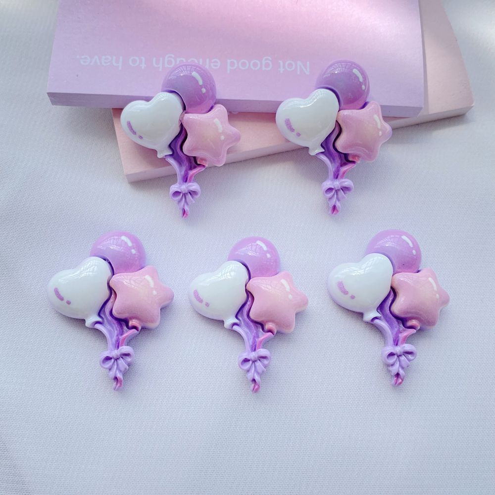 Nouveau Mignon Résine Dessin Animé Forme de Cœur, Série Ballons Forme Étoile Dos Plat Scrapbooking DIY Bijoux Artisanat Décoration