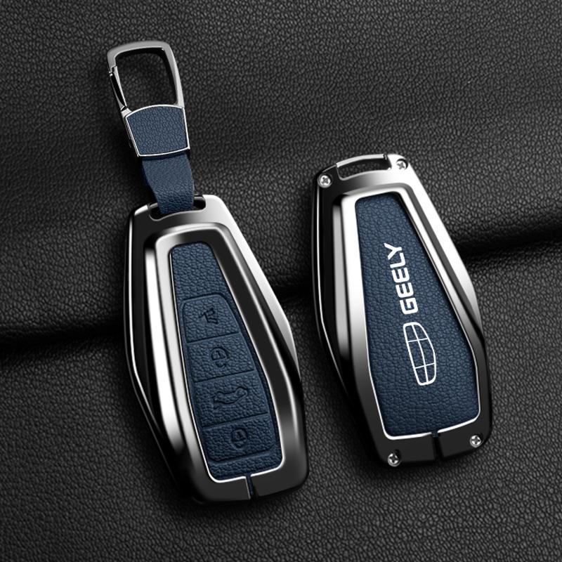 High Quality Zinc Alloy Goat Leather Car Key Case Cove for Geely Coolray X6 X7 EX7 Emgrand Global Hawk GX7 Remote Accessories