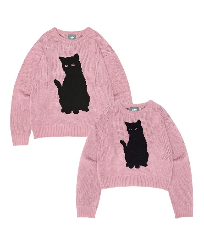 VIDEO JOCKEY Black Cat Knit Sweater [4 Colors]