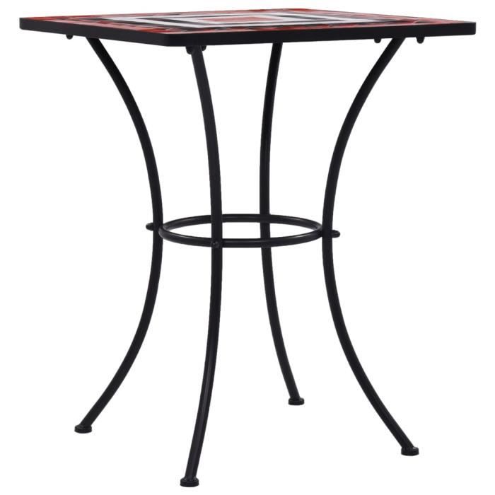 Table de bistro - vidaXL - Mosaïque - Terre cuite et blanc - 60 cm - Fer laqué