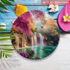 Spring Waterfall Metal Poster, Butterfly Flowers Wall Art for Living Room