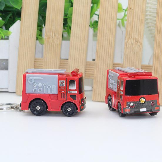 Schöner Feuerwehrauto-Schlüsselanhänger mit LED-Sound, Handtasche, Hängedekoration, Spielzeug, Geschenk