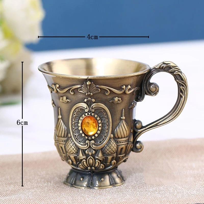 Light Luxury Engraved Bronze Wine Goblet – Vintage High Foot White Wine Glass for Home, Party & Bar