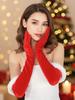 1pc Christmas Gloves Long Velvet Fluffy Cuff Party Decoration Gloves Xmas Costume Accessories Keep Warm Winter Gloves for Women