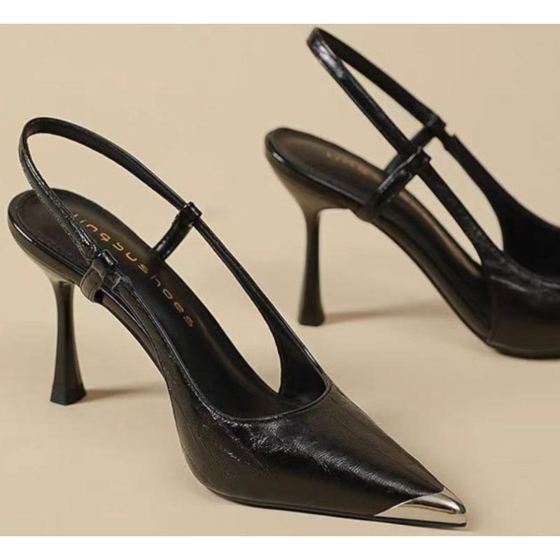 New Women's High Heels Sandals Pointed Toe Shoes Sexy Slingback Woman Slippers Summer Trend Designer Dress Pumps Sandals