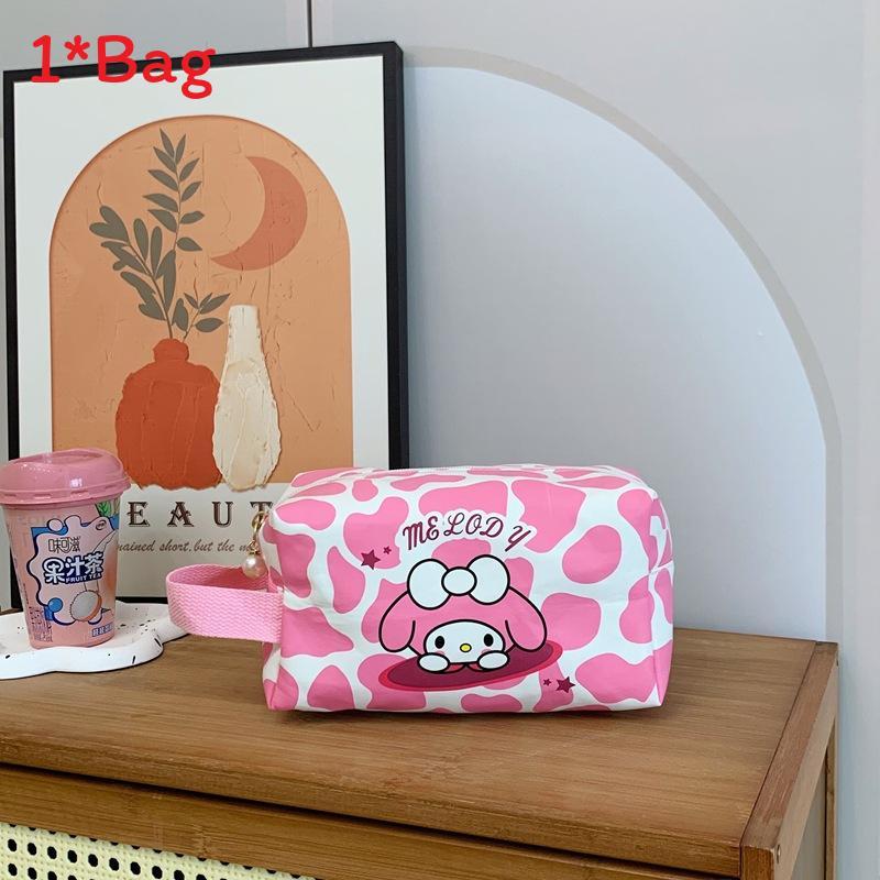 Cinnamoroll Kuromi Melody Print Nylon Travel Makeup Bag With Breathable Design For Unisex Use