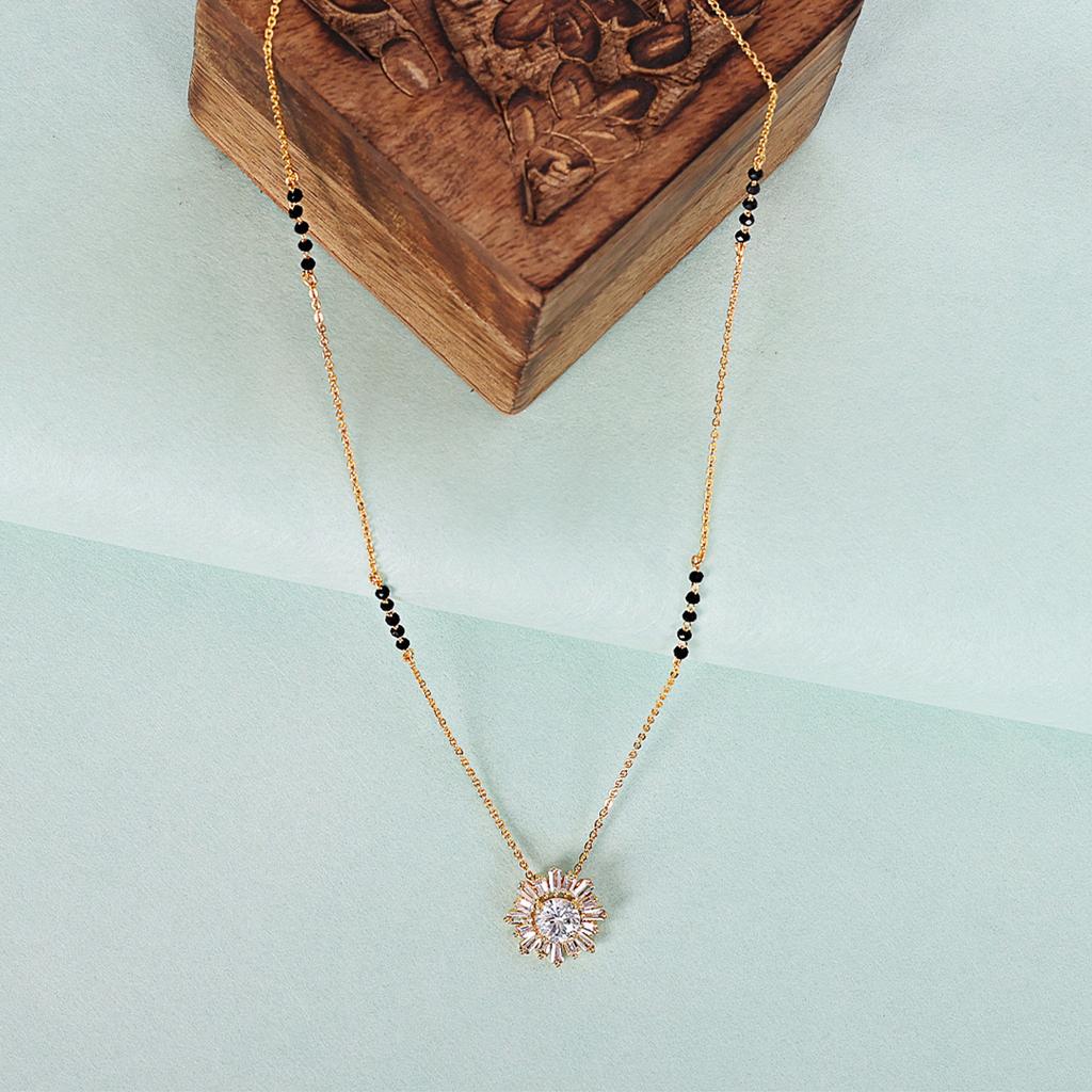 Abdesigns Diamant-Mangalsutra, vergoldetes indisches Mangalsutra, Mangalsutra der Bollywood-Schauspielerin, synthetisches, im Labor gezüchtetes Diamant-Mangalsutra