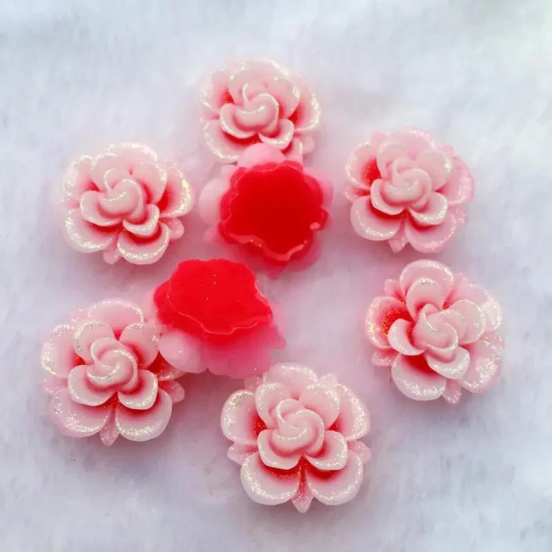15pcs 19mm Resin Flower Rhinestone Flatback Cabochon for DIY Wedding Decoration -A62