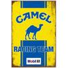 Kamelrennsport Team Blechschild Retro Motorsport Garage Man Cave Wanddeko Aluminium