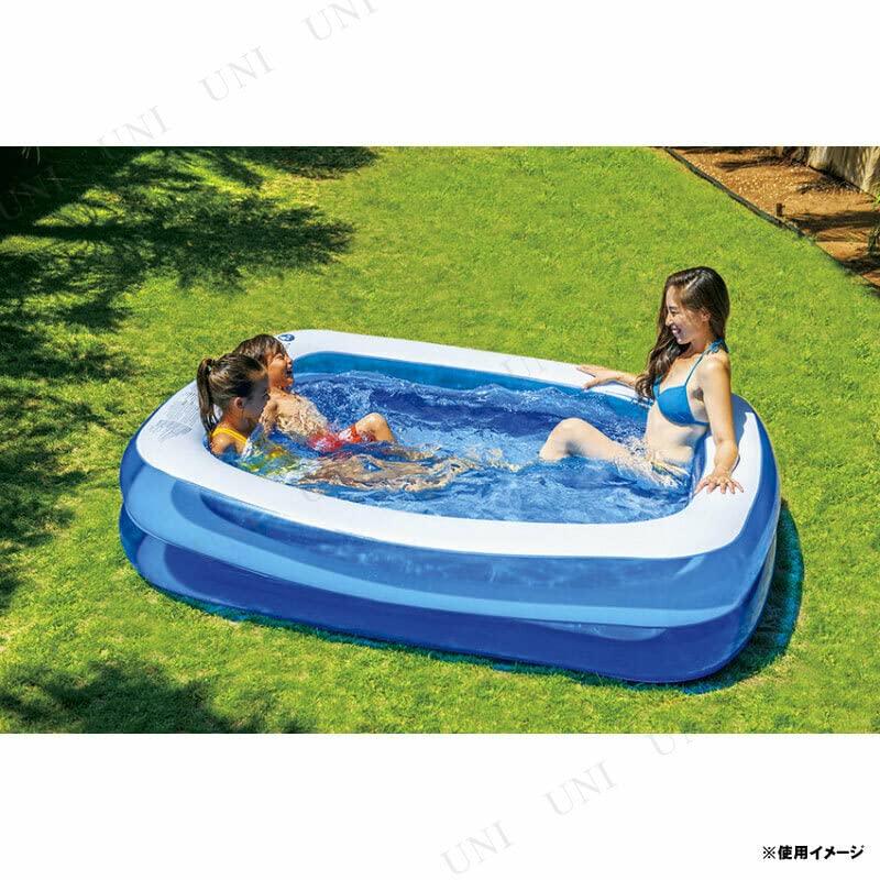 JILONG Giant Rectangle Pool 200cm (200x150x50cm) (Inflatable Size) with Large Air Stopper and Drain Plug, JL-687942 BL