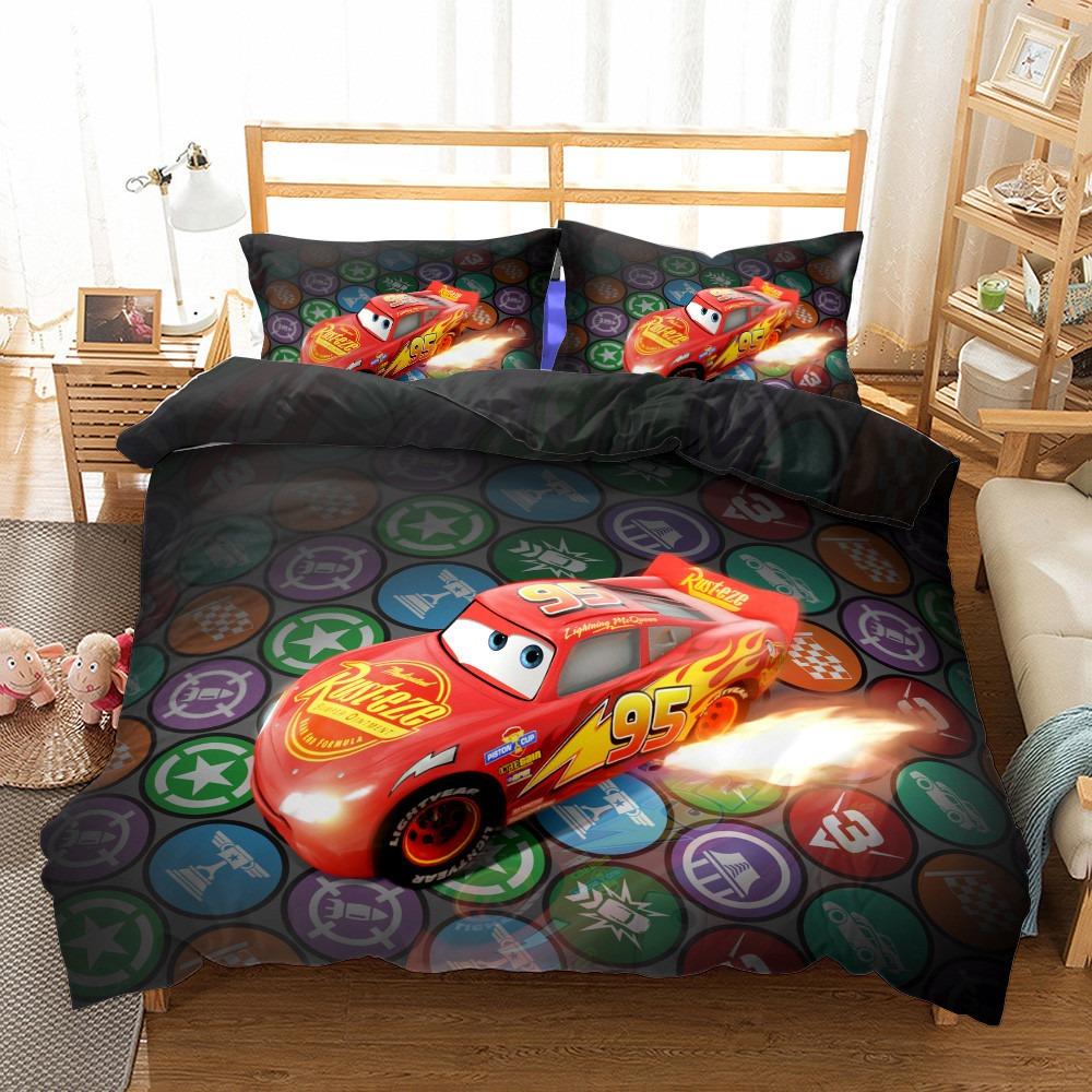 Disney Lightning McQueen Bedding Set, Cartoon Cars Duvet Cover, Boy Bedclothes, Linen Gift for Kids, Lightning McQueen