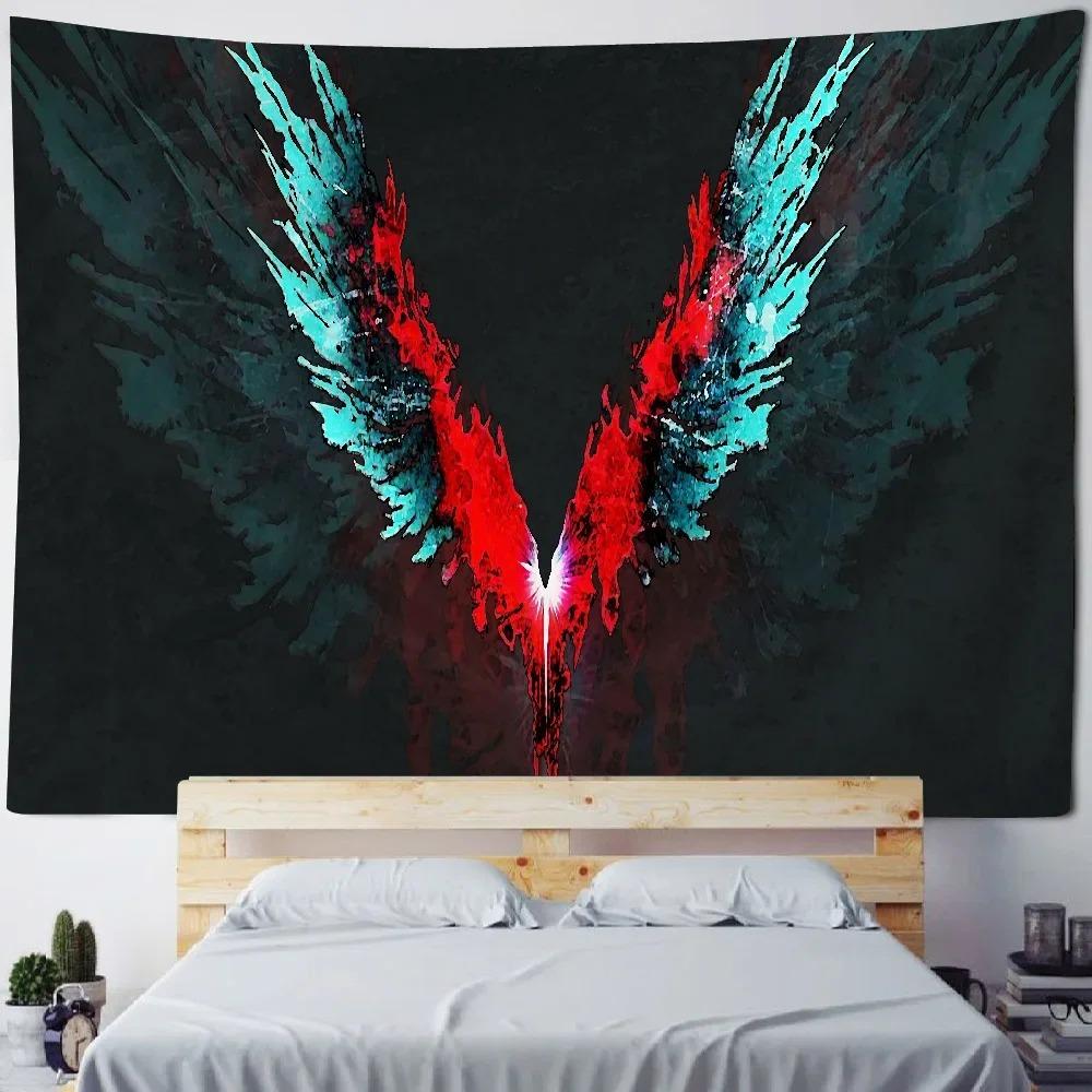 Черно-белые цветные крылья Декоративный гобелен Украшение стены для дома Офис Гостиная — фото 6