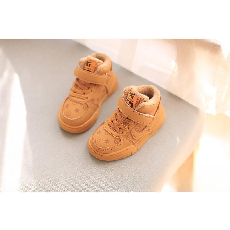 Fashion Retro High-top Children's Sports Shoes Thin Velvet Winter Casual Soft-soled Toddler Shoes Little White Shoes