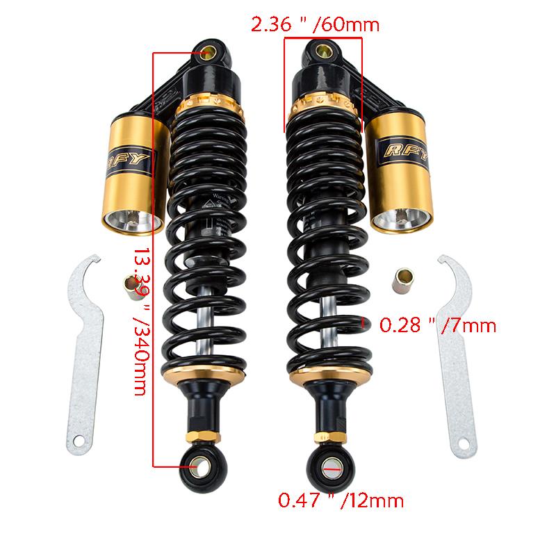 320mm 340mm 360mm 380mm 400mm Amortisseur à Air Universel Type U / Trou Rond Ressort de Suspension Arrière Scooter DirtBike Gokart Quad ATV Moto