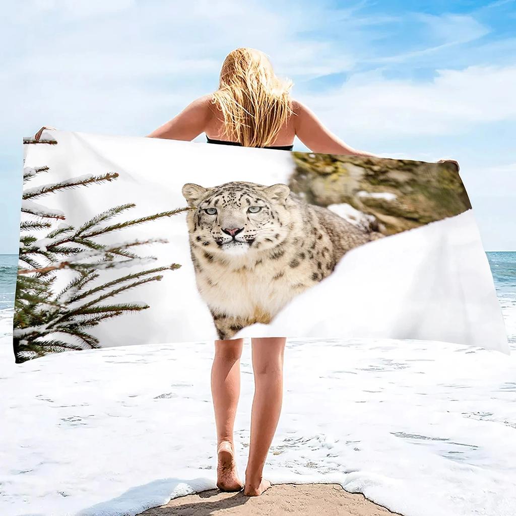 Cool Cheetah Beach Towel Wild Animal Print Bath Towel for Spa Travel Yoga Sport Camp Hiking Microfiber Quick Dry Swimming Cover