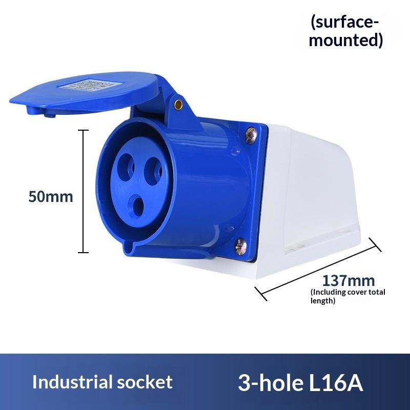 Easy Install 220V 16A 3 Pin Industrial Waterproof Plug Socket Durable Power Connector for Caravan Trailer Motorhome