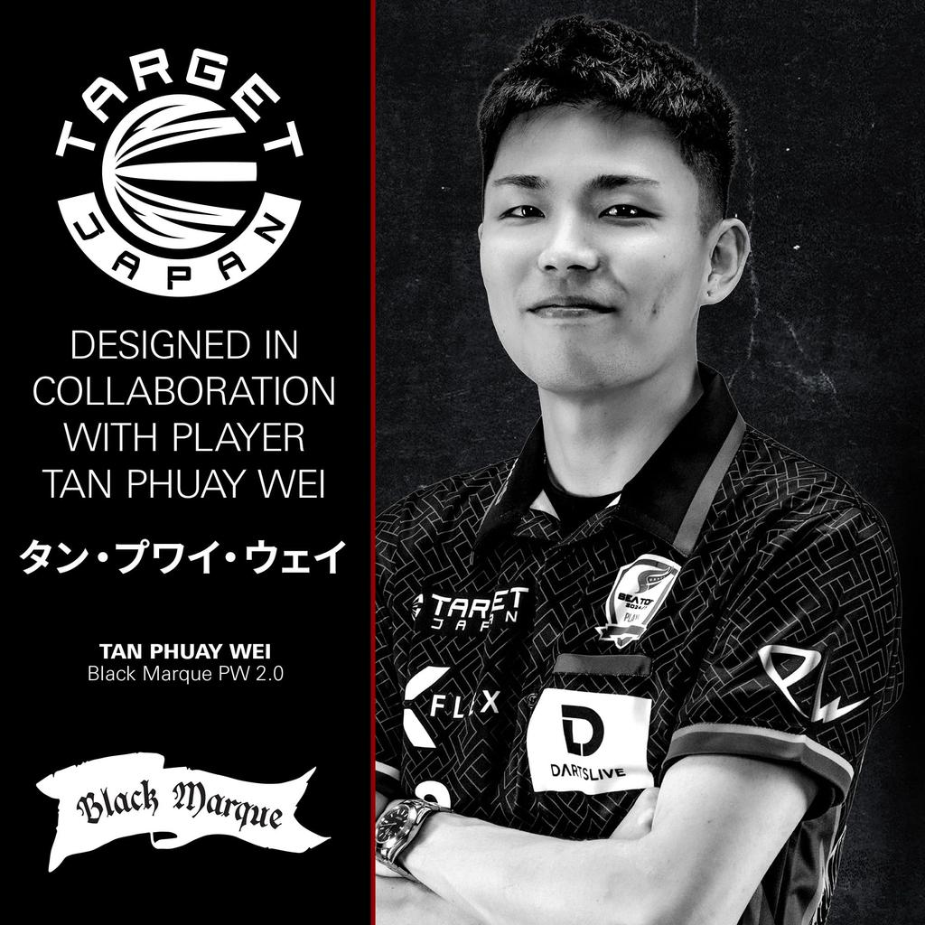 TARGET Japan BLACK MARQUE PW 2.0 90% 2BA SOFT TIP DARTS Tan Pwai Wei Model 90% Tungsten K-Flex 2BA Soft Tip Dart Set, 18g (Black Mark PW 2.0)
