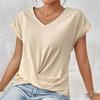 Damenmode Lässig Sommer Frühling Einfarbige Druck Kurzarm V-Ausschnitt Blusen Hemden