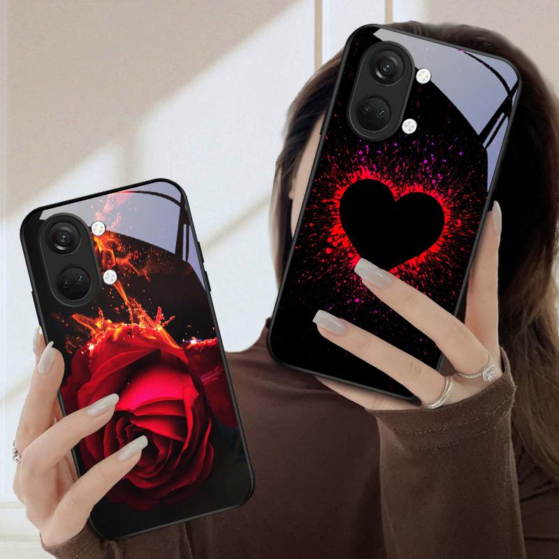 Brilliant Flame Rose For OnePlus Nord CE 2T 2 3 Lite N20 N30 6T 7 7T 8 8T 9 10 Pro 11R 12R 13R Ace 2V 5 Pro Glass Phone Case