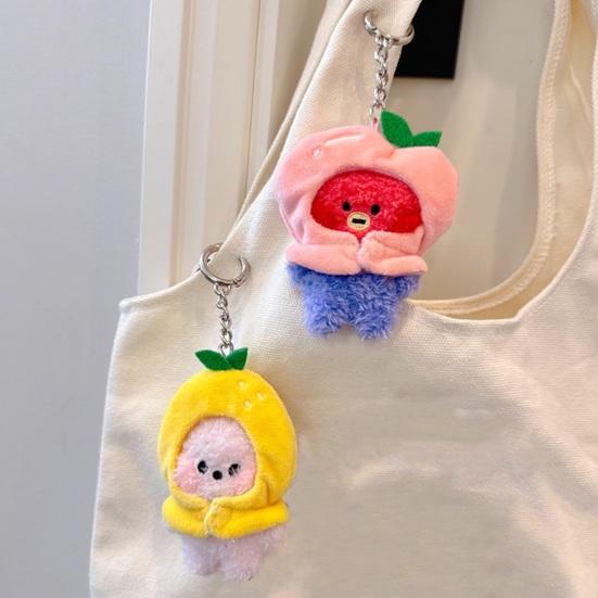 Kawaii Frucht Kopfbedeckung Plüsch Schlüsselanhänger Niedlicher Cartoon Tasche Anhänger Zubehör