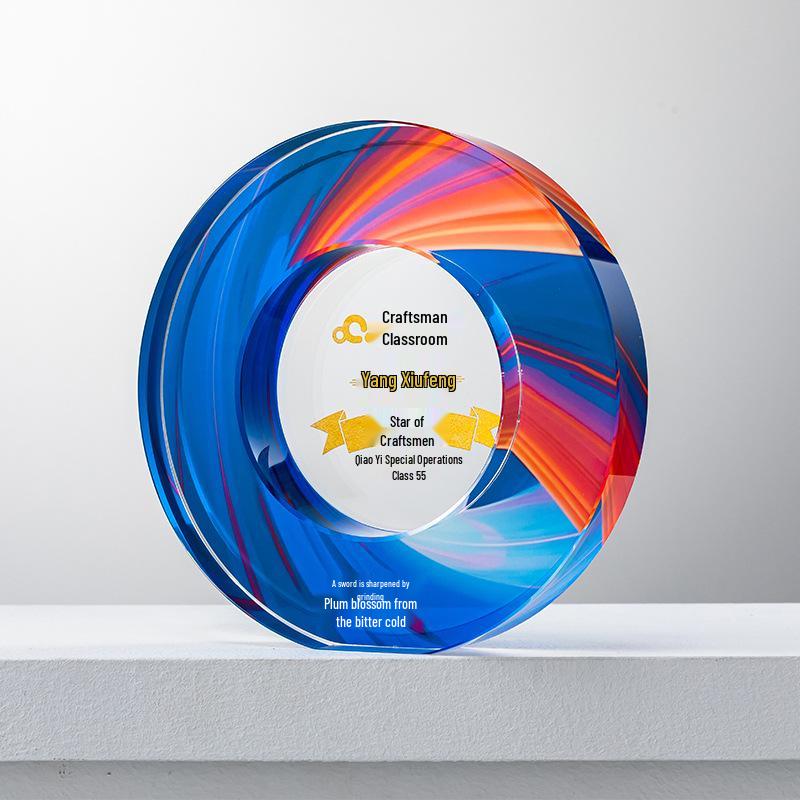 Colorful Creative Crystal Trophy for Outstanding Employee or Competition Champion