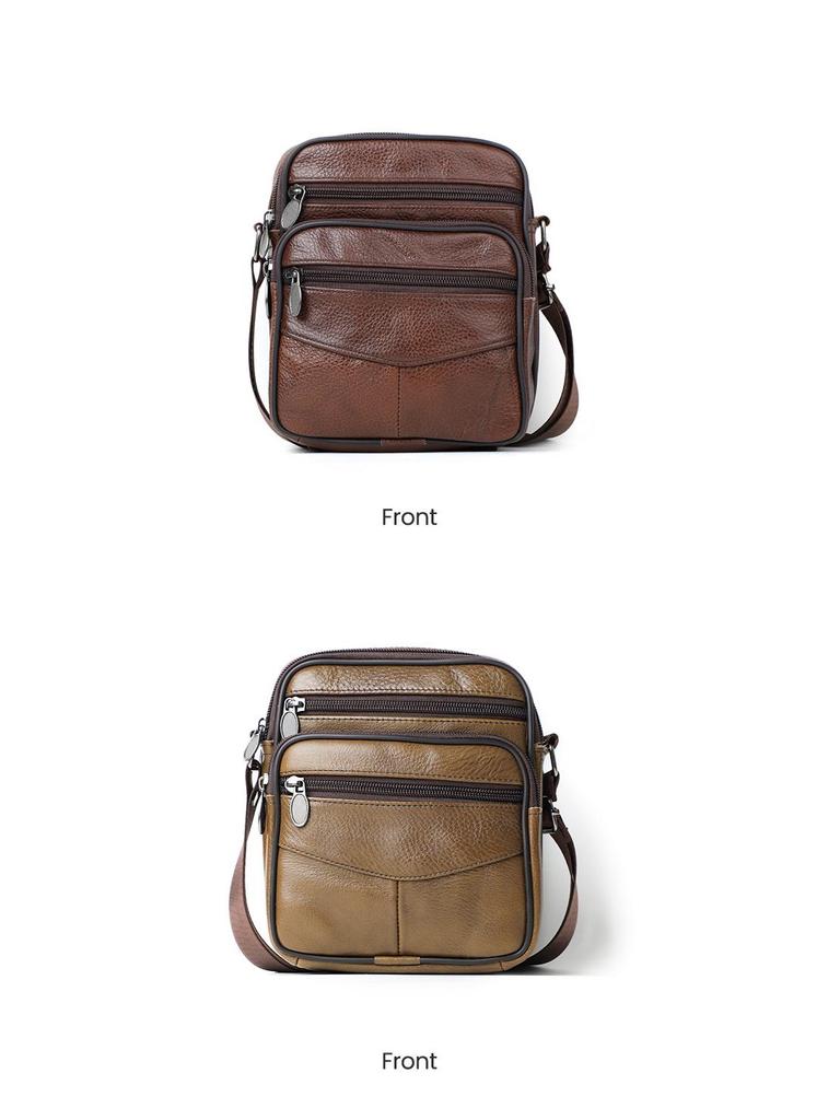 2024 Genuine Leather Men's Crossbody Bag, Simple Single Shoulder Design, Top Layer Cowhide.